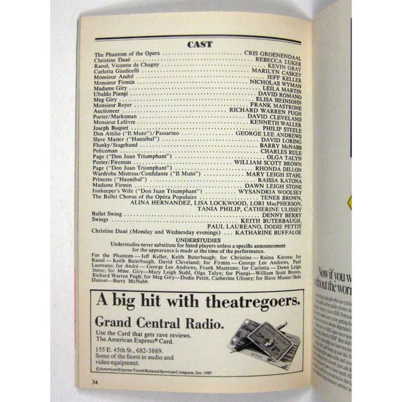 Phantom Playbill 1989 Majestic Rebecca Luker Cris Groenendaal George Lee Andrews - Picture 7 of 10